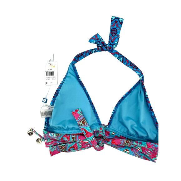 Bleu Rod Beattie Women's Bikini Top Blue Boho Triangle Swim Top Paisley 8 NWT - Picture 4 of 5